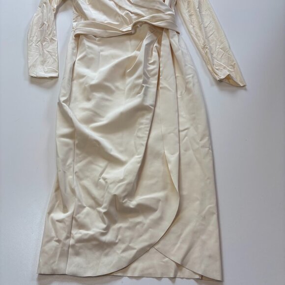 Chiara Boni Jodene Pleated Wrap Midi Dress Cream Wedding Evening Stretch Holiday - Picture 6 of 13